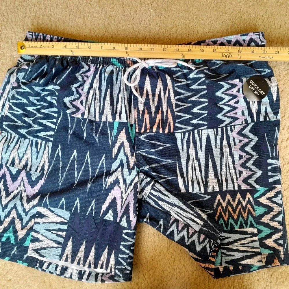 No Boundaries Men's XL Swim Trunks Above Knee Blue Board Shorts 40-42 Adjustable